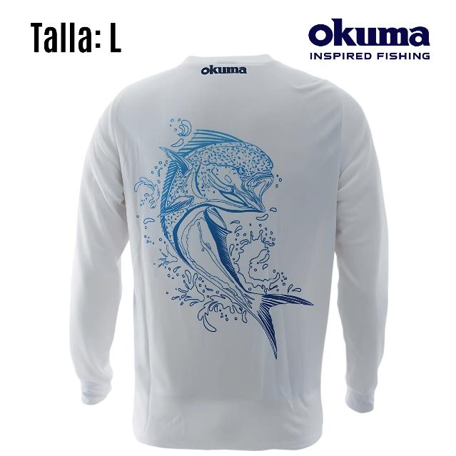 Polo Pesca OKUMA Dorado Shirt Blanco Large — imagen 1