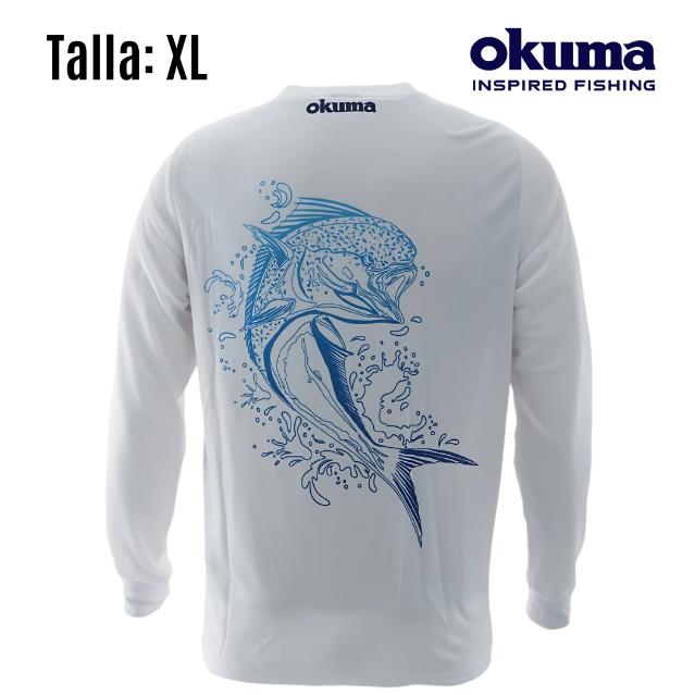 Polo Pesca OKUMA Dorado Shirt Blanco X Large — imagen 1