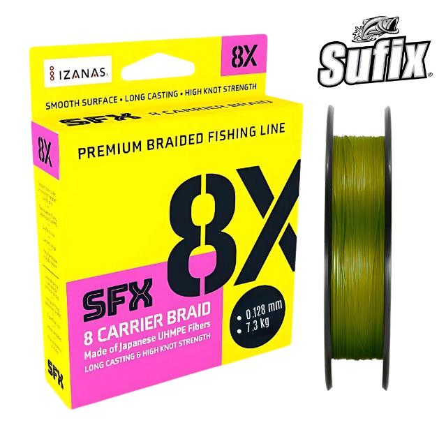 Sedal para Pesca SUFIX SFX X8 0.128 Lo Vis Green — imagen 1